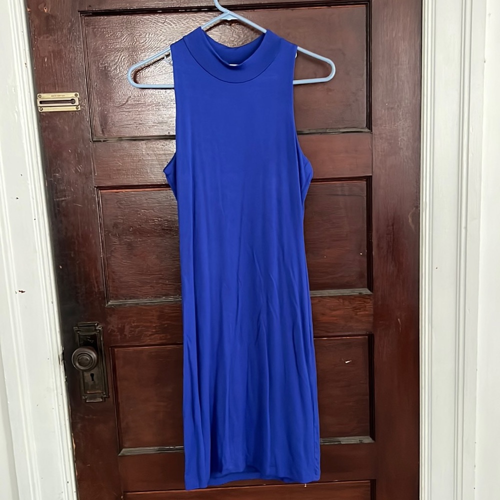Body con dress, sleeveless, blue/purple, size large